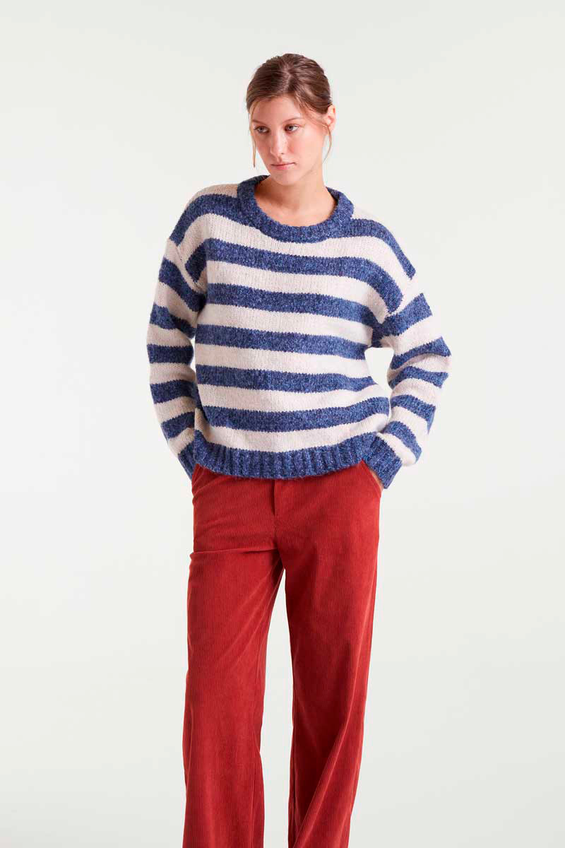 JERSEY PUNTO CON RAYAS BLANCO Y MORADO