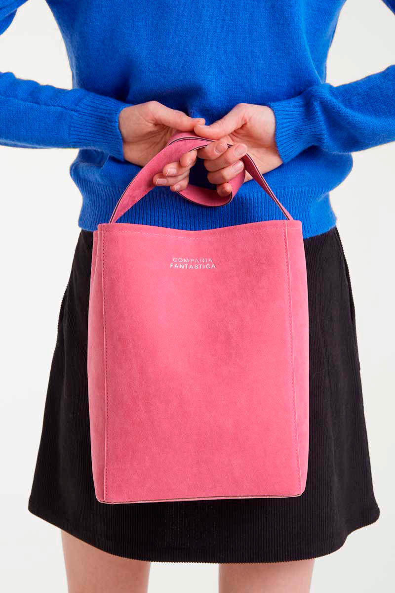 BOLSO DE HOMBRO CON GAMUZA ROSA