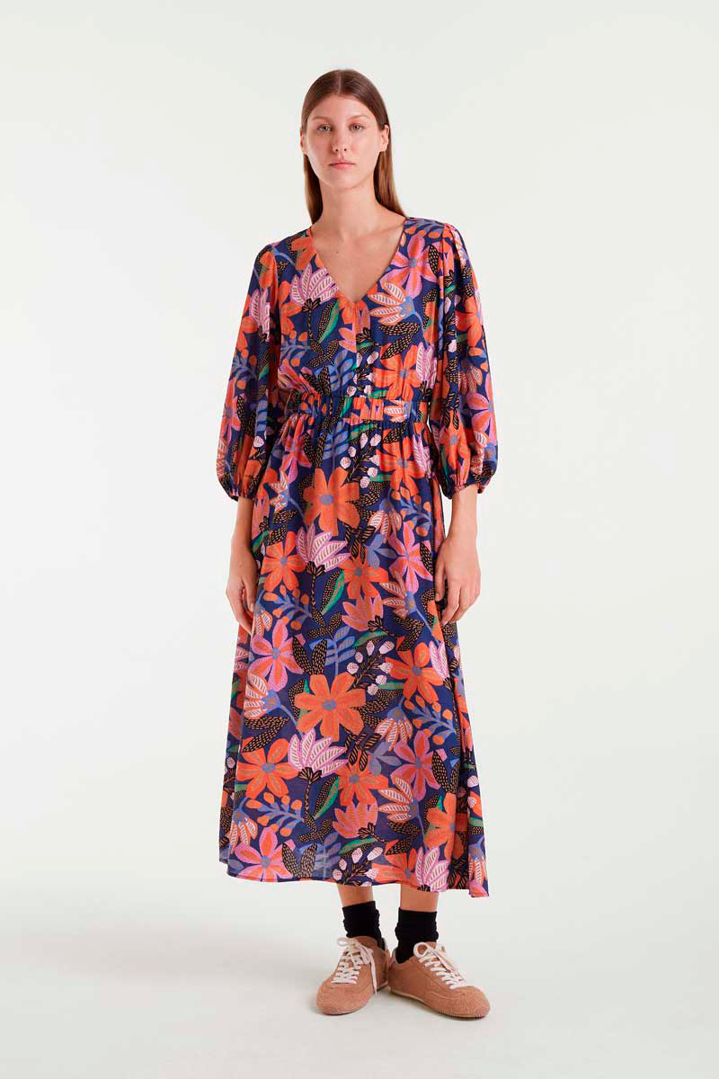 VESTIDO LARGO CREPÉ LIGERO CON ESTAMPADO TIGERLILY