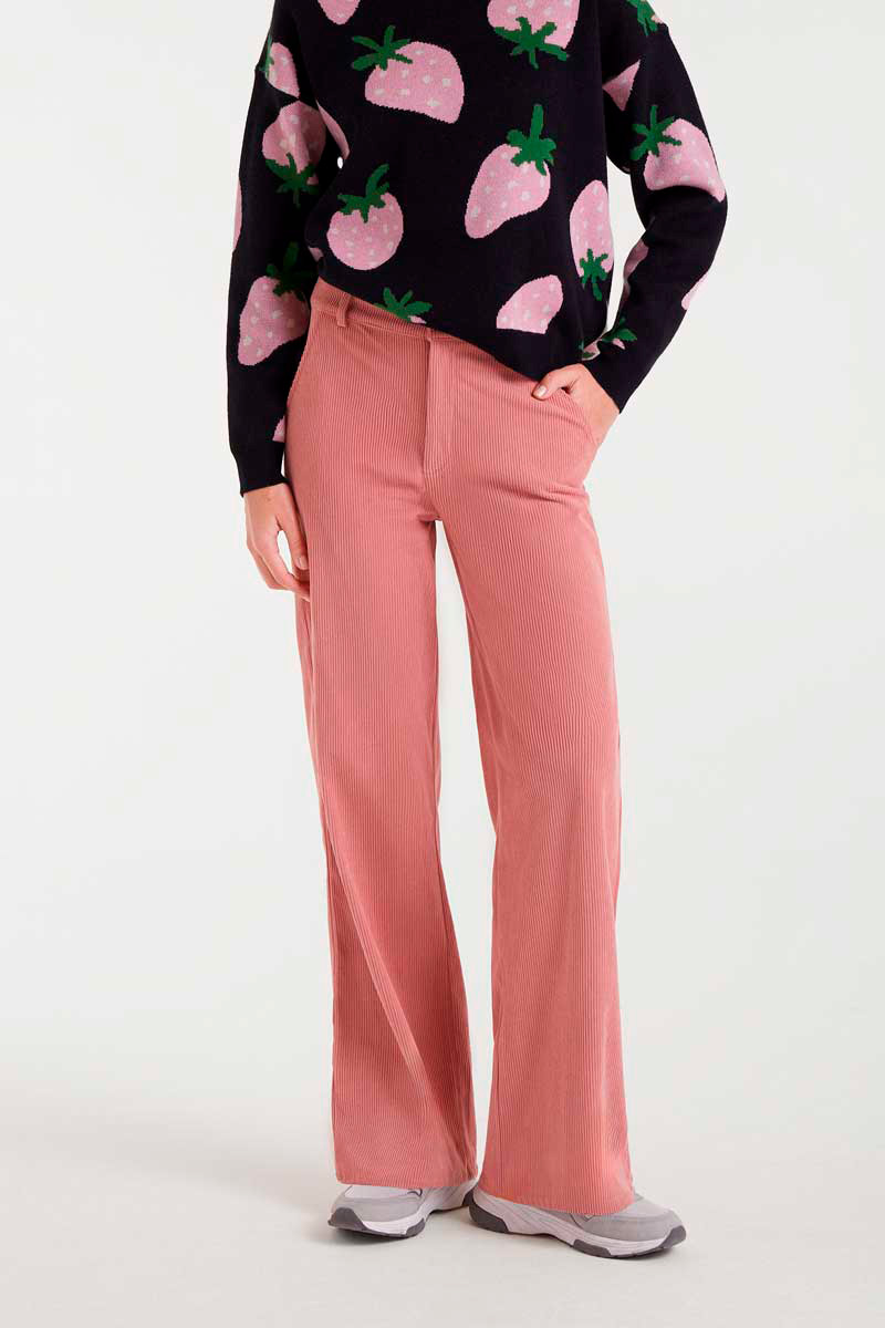 PANTALON DE PANA ROSA