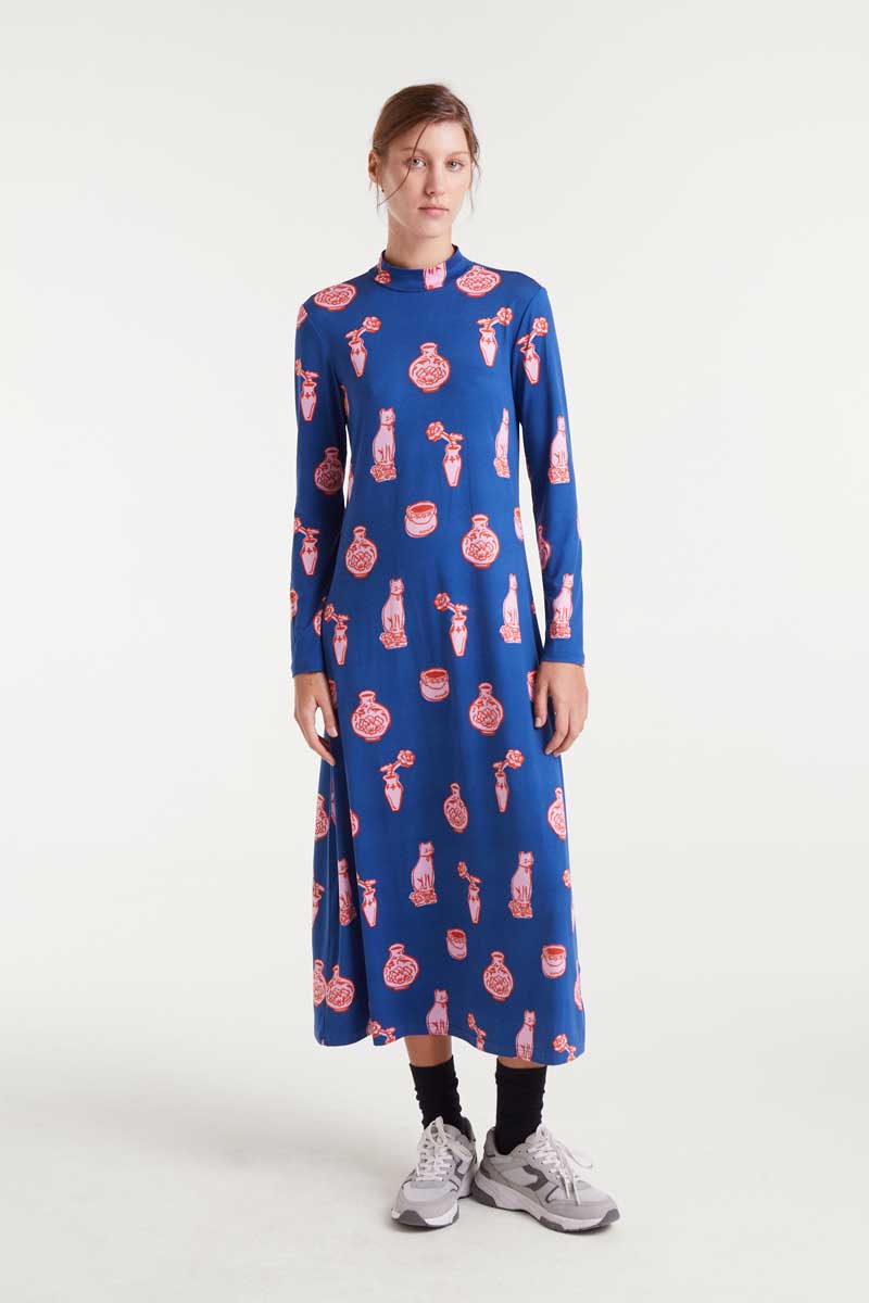 VESTIDO LARGO CON ESTAMPADO PORCELAIN