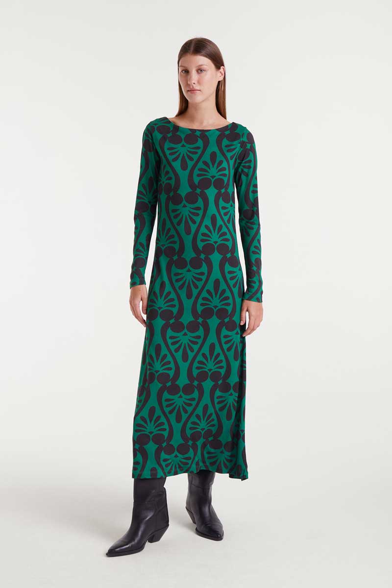 VESTIDO LARGO CON ESTAMPADO BAROQUE