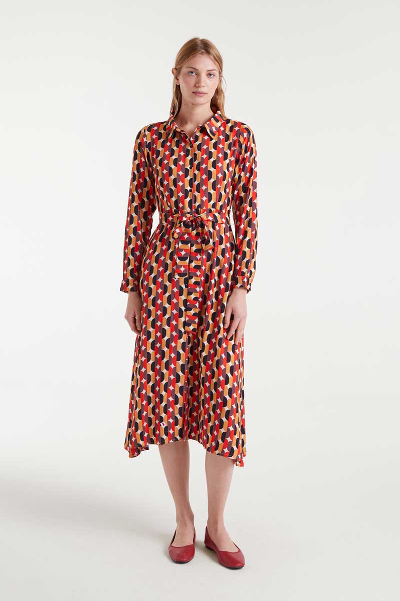 VESTIDO MIDI CON ESTAMPADO LINK