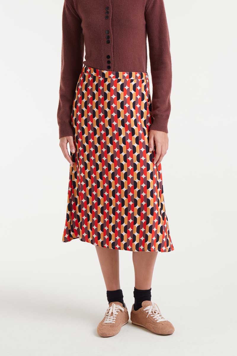 FALDA MIDI CON ESTAMPADO LINK