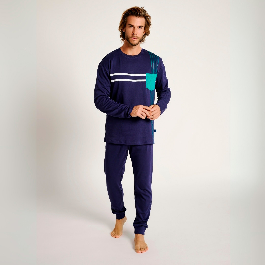 PIJAMA HOMBRE INTERLOCK AZUL