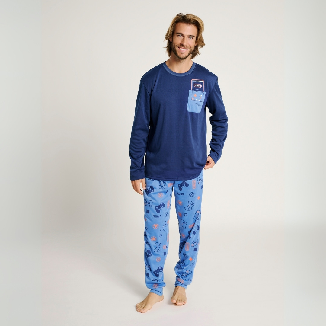 PIJAMA HOMBRE  INTERLOCK GAMER AZUL